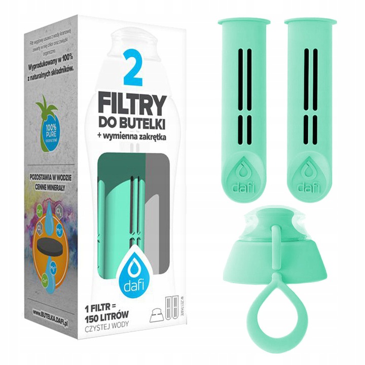 2x Wkład Filtr do butelki Dafi miętowy +zakrętka