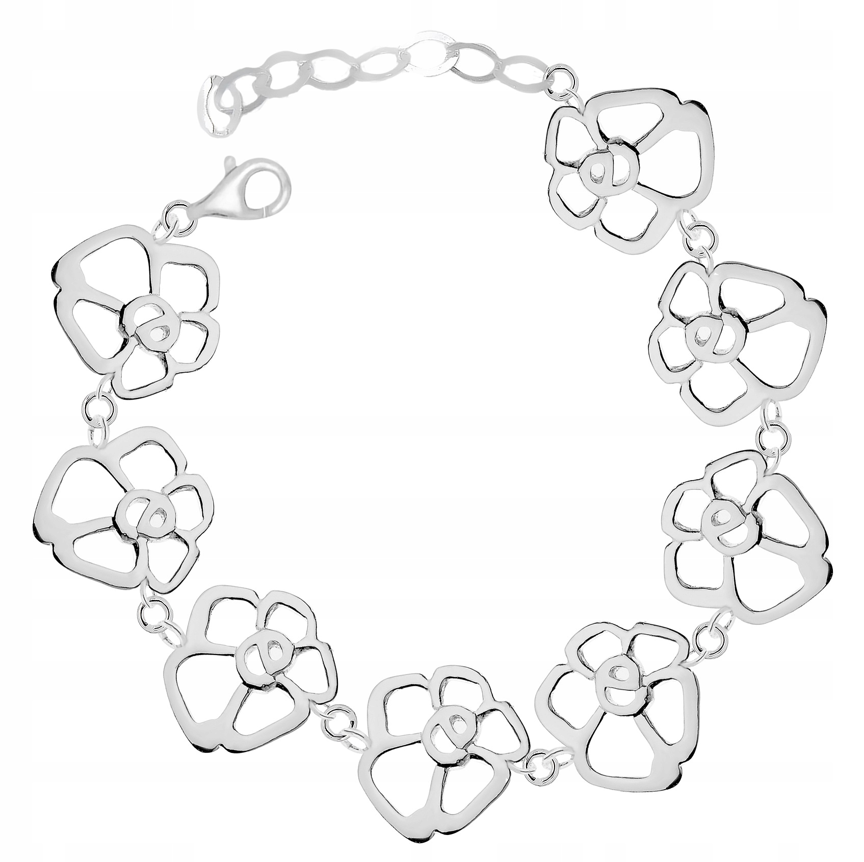 

Bransoletka Srebrne Ażurowe Kwiatki Kwiaty Pr.925!