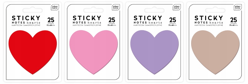 Samoprzylepne KARTECZKI MINI NOTESIK Papierniczy 75x68 Hearts, Interdruk