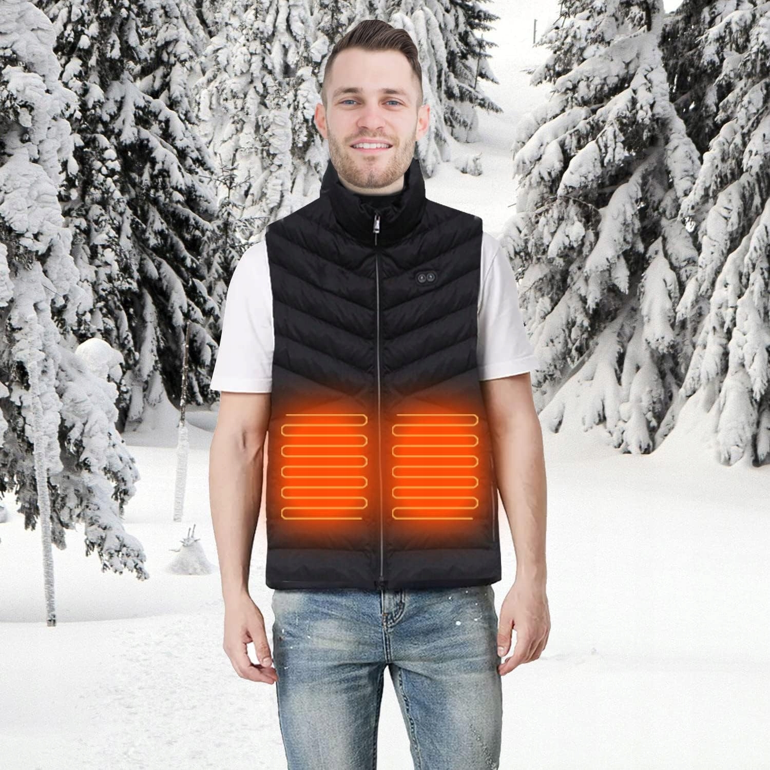 Podgrzewana kamizelka GRZEWCZA USB Z Powerbankiem 10 000mAh roz M unisex Materiał dominujący Nylon