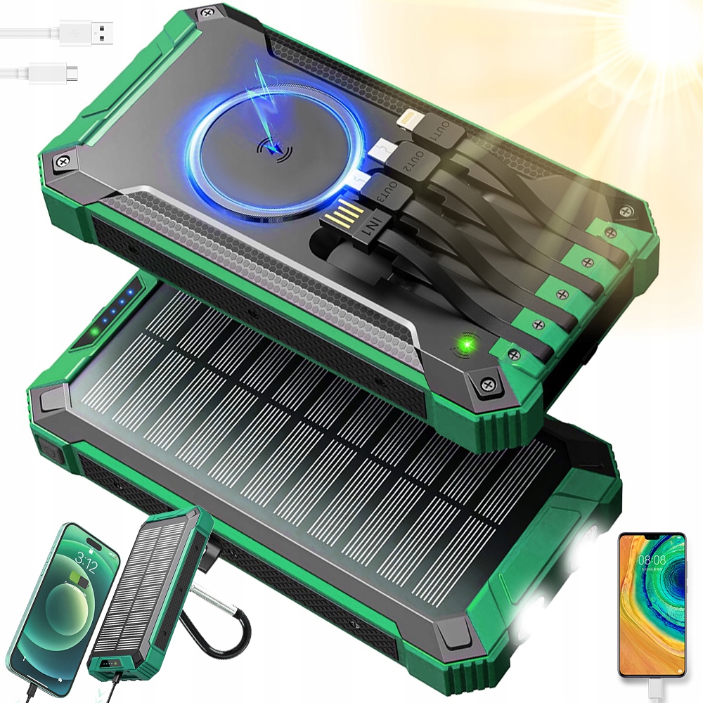 Powerbanka Nabíječka Solární Indukční Panel 26800 mAh 6xUSB Led Svítilna