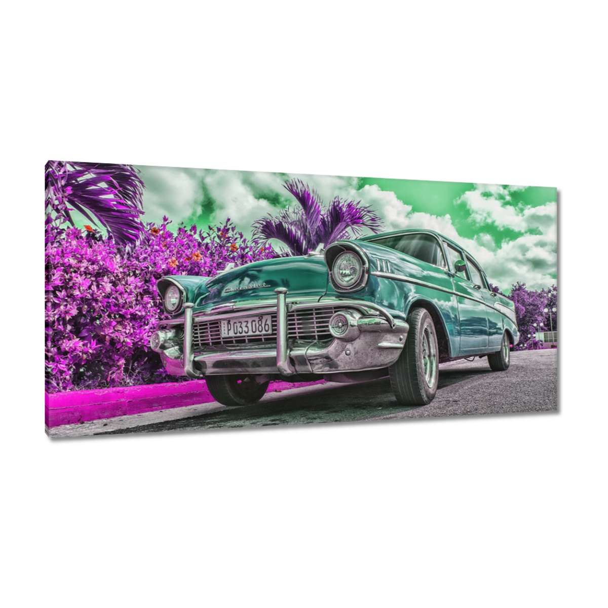 Obrazy 115x55 Klasické auto v tyrkysové barvě