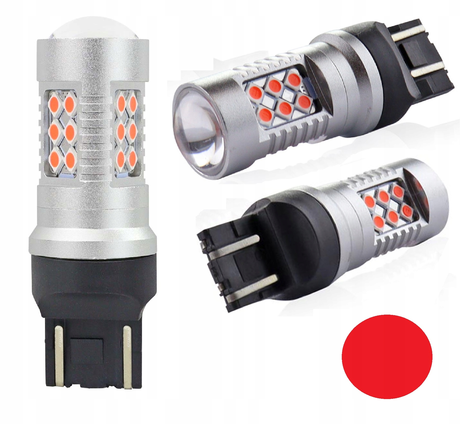 

Mocna Żarówka Led W21/5W 7443 Red Czerwona Canbus