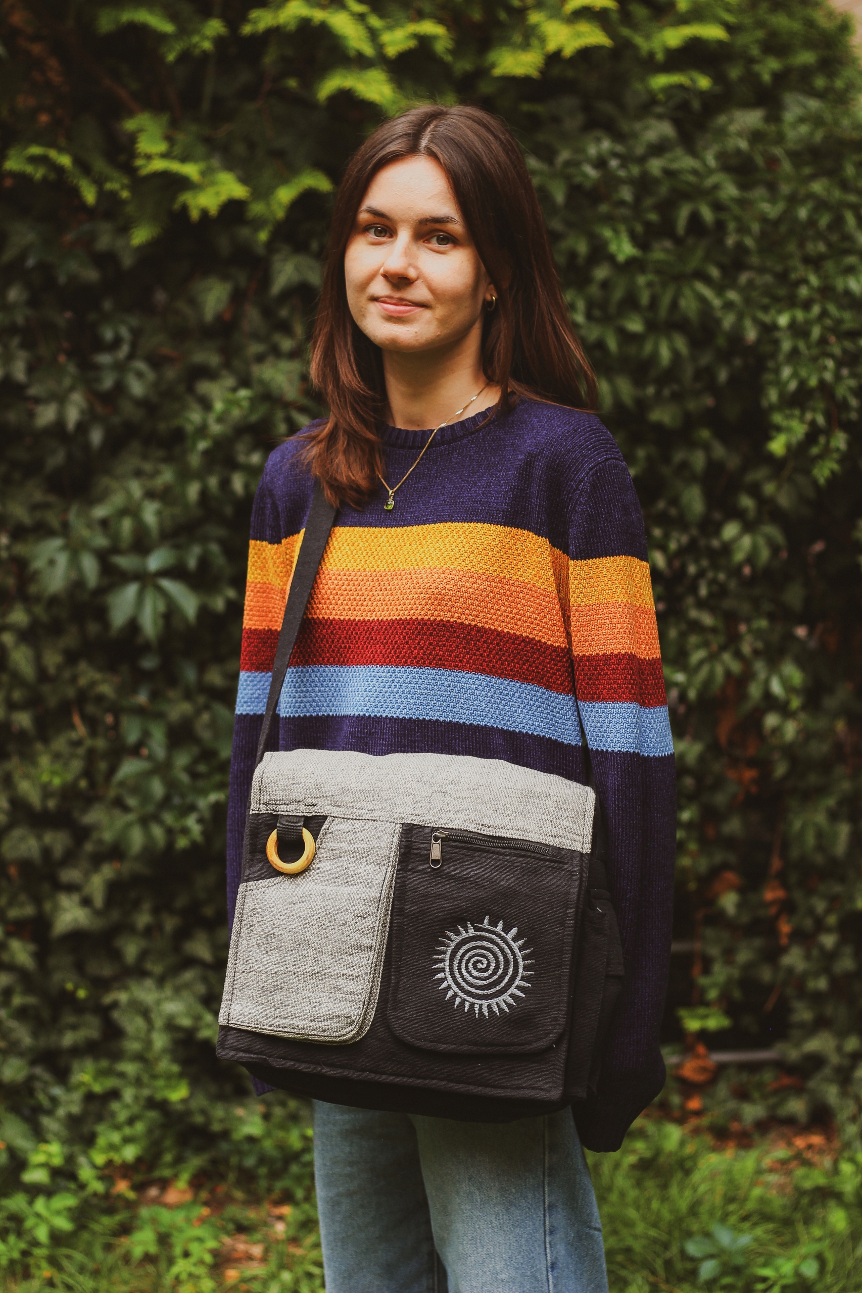 Taška přes rameno velká kabelka přes rameno etno boho do školy prostorná tribal taška