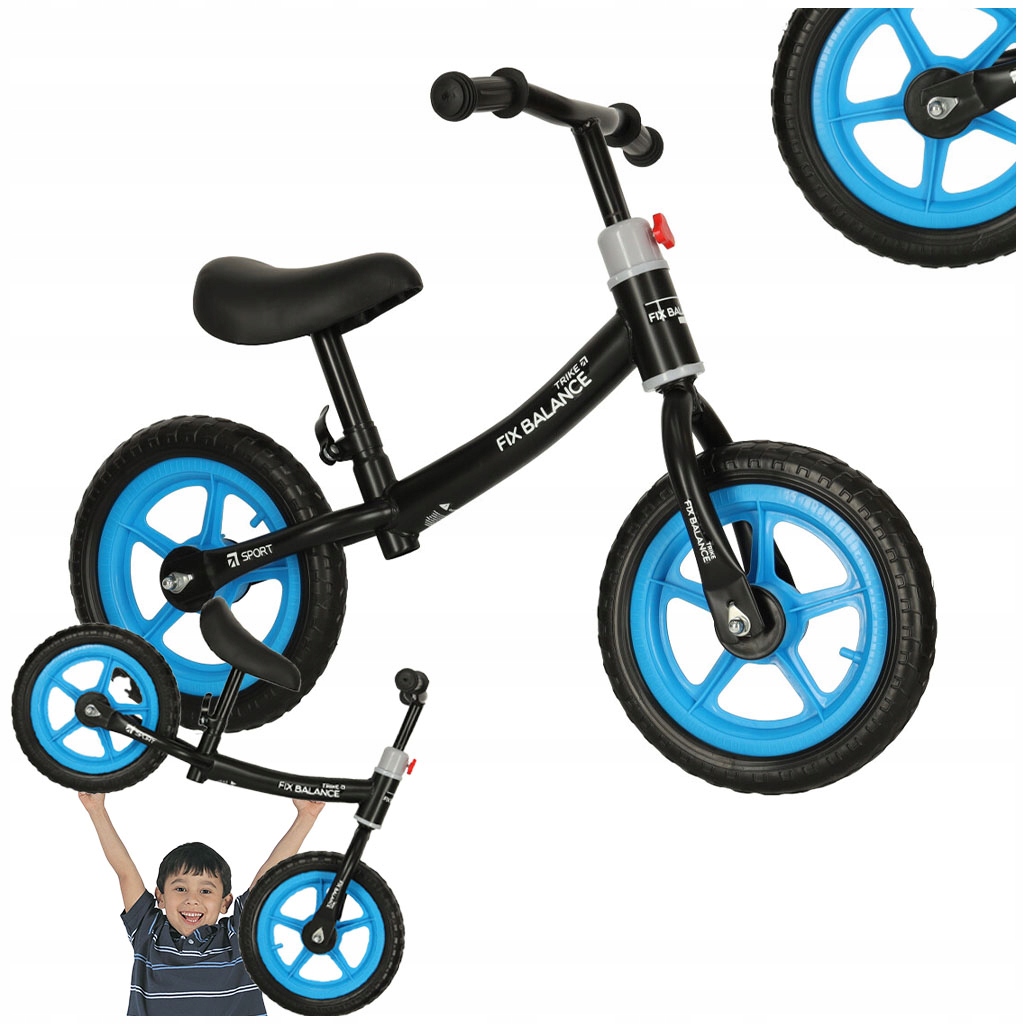 Rowerek biegowy Trike Fix Balance ultra lekki czarny niebieski dla dziecka