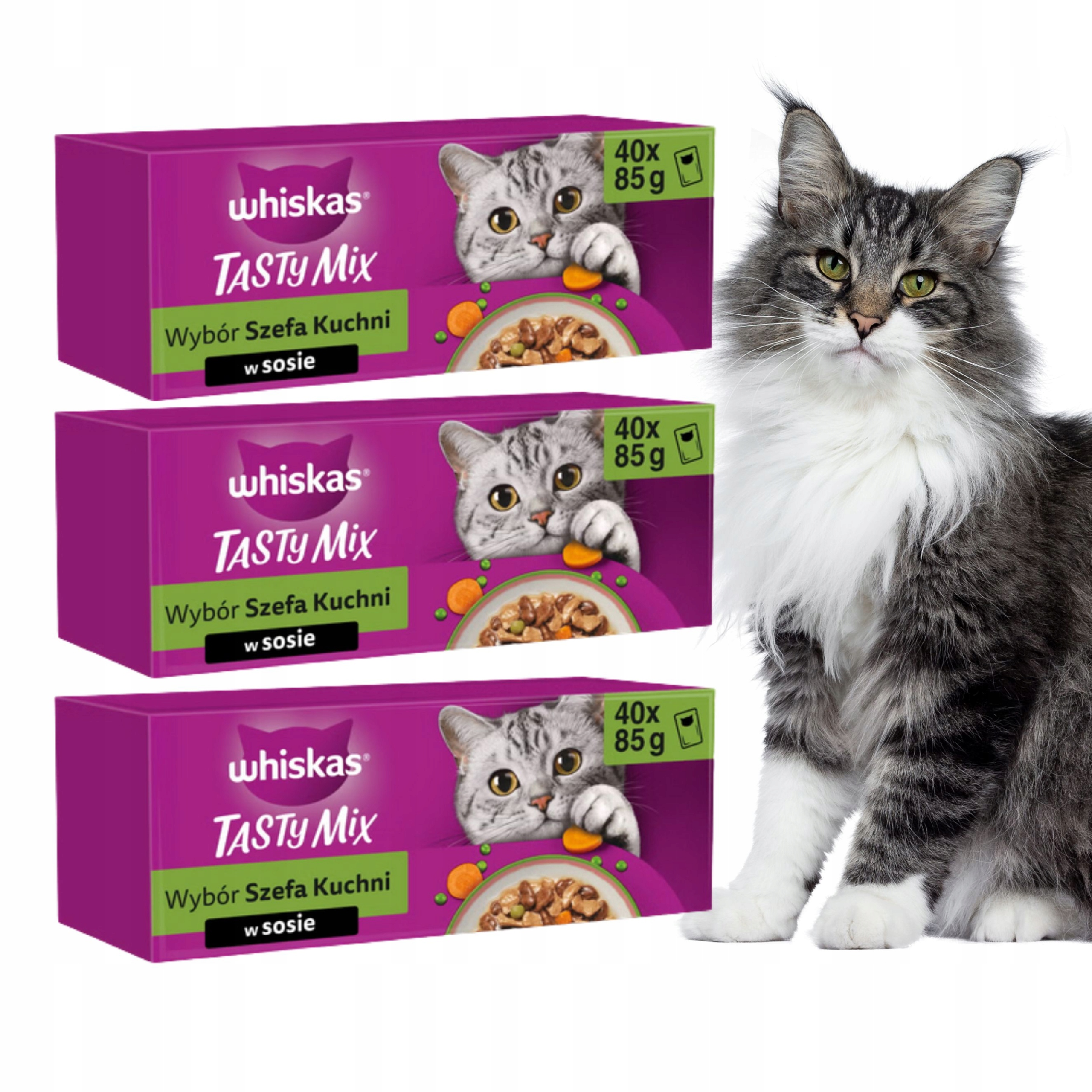 Whiskas Karma Mokra Dla Kota 120x85g Mix Smaków Saszetki w Sosie