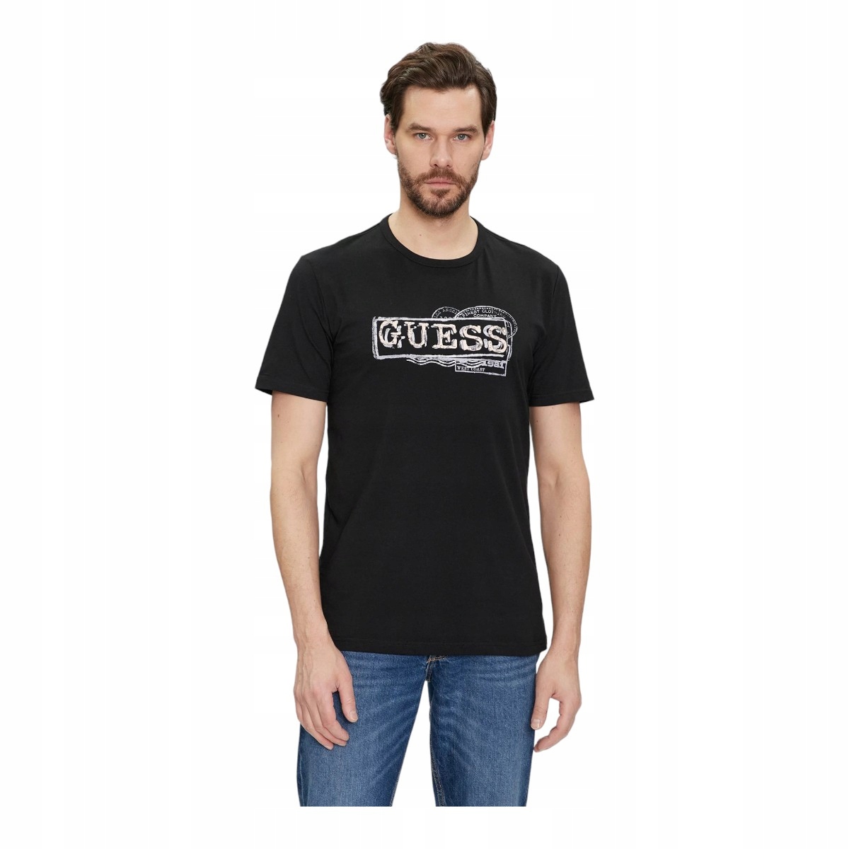 Guess Pánské Tričko Ss Cn Guess Box Logo Tee Černá vel. M