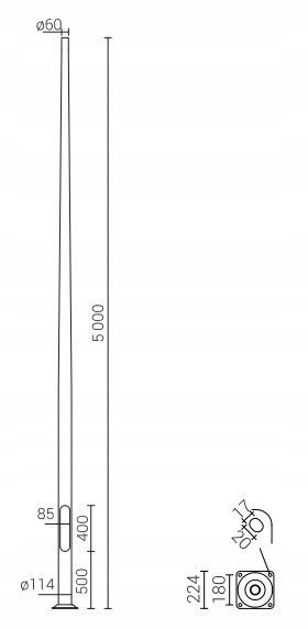 Hliníkový sloupek SAL-80K eloxovaný Inox, betonový základ B-71, prvky z