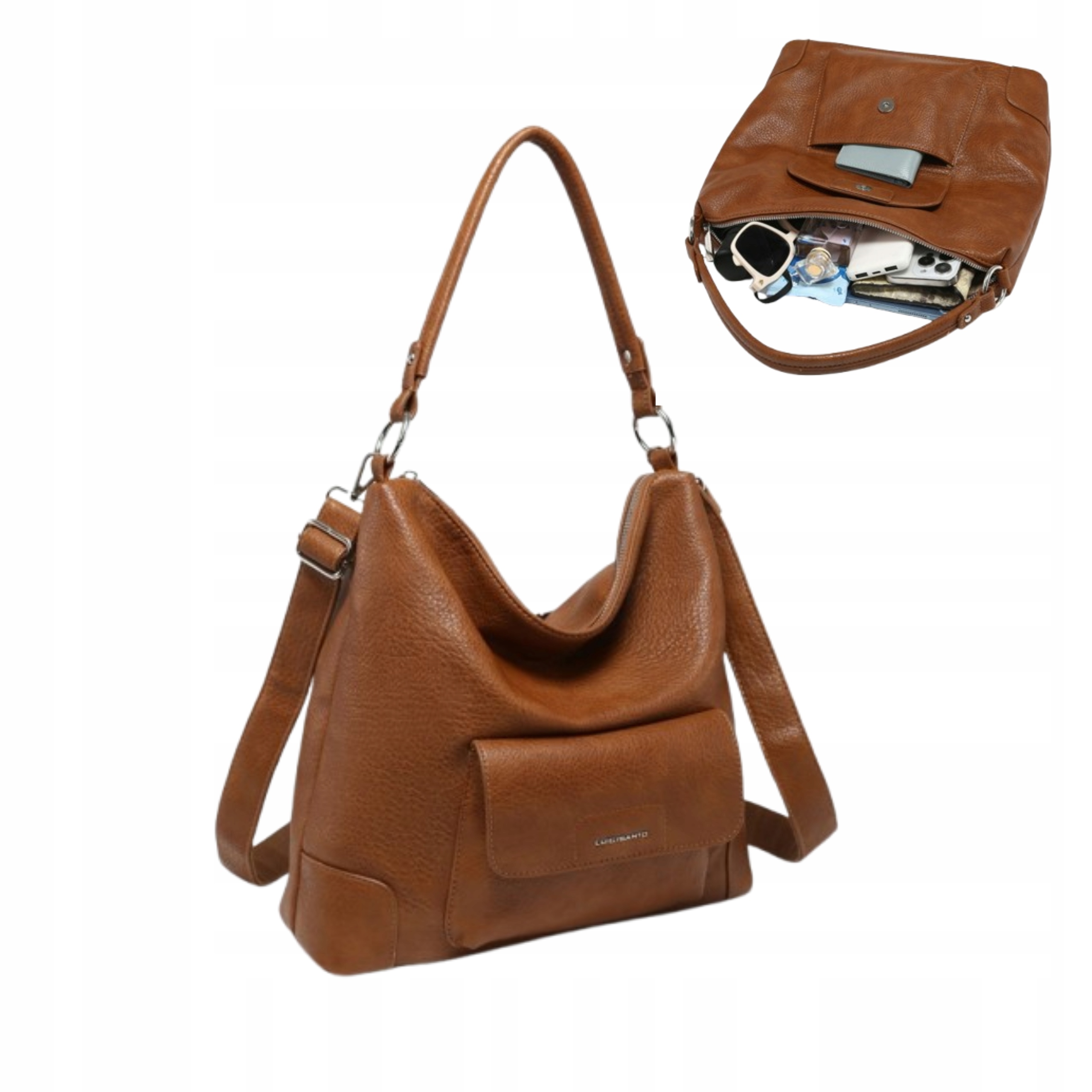 Dámská hnědá městská kabelka Elegantní Módní kabelka přes rameno Prostorná na ruku