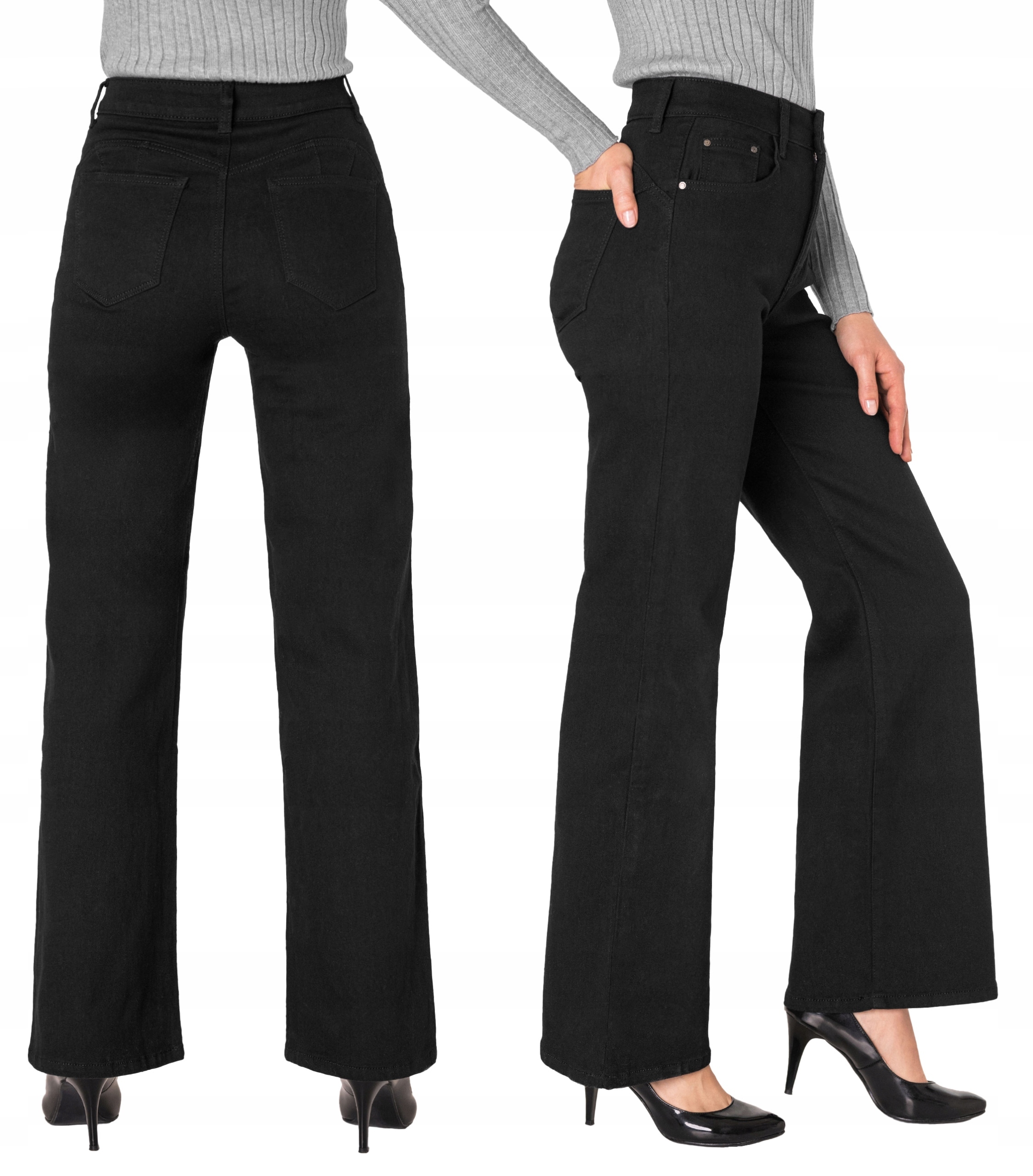 Spodnie Damskie Jeansy Szwedy Dzwony z Szerokimi Luźnymi Nogawkami 4937 r L