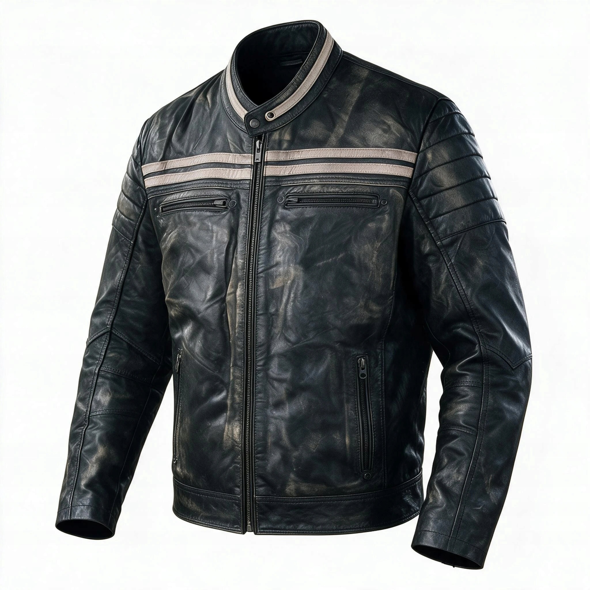 Kožená bunda ProSpeed pro muže s vintage oděrkami Ovčí kůže 3XL