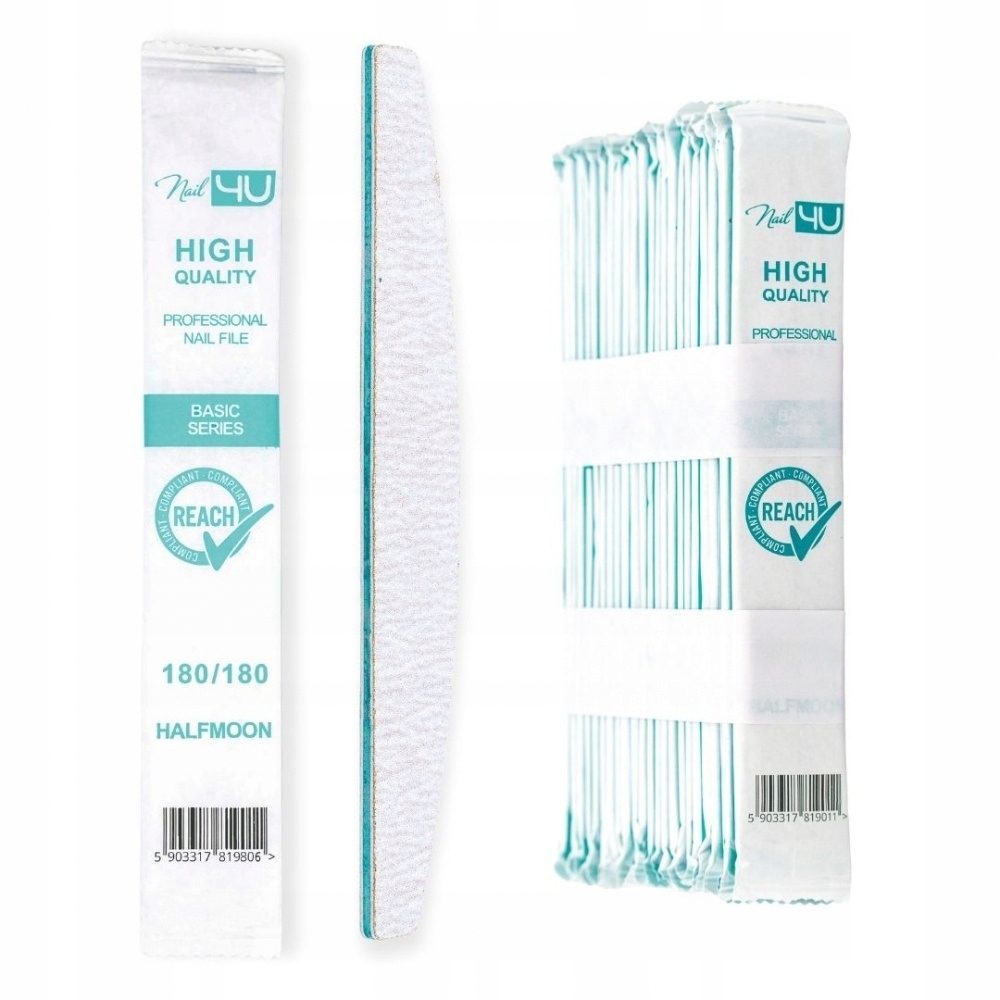 Nail4u Pilník Basic Loďka 180/180 jednorázový (sada 100 kusů)