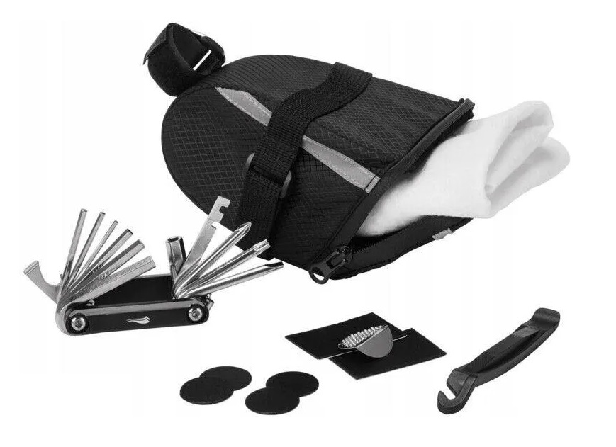 Sakwa podsiodłowa z zestawem narzędzi rowerowych klucze zestaw naprawczy