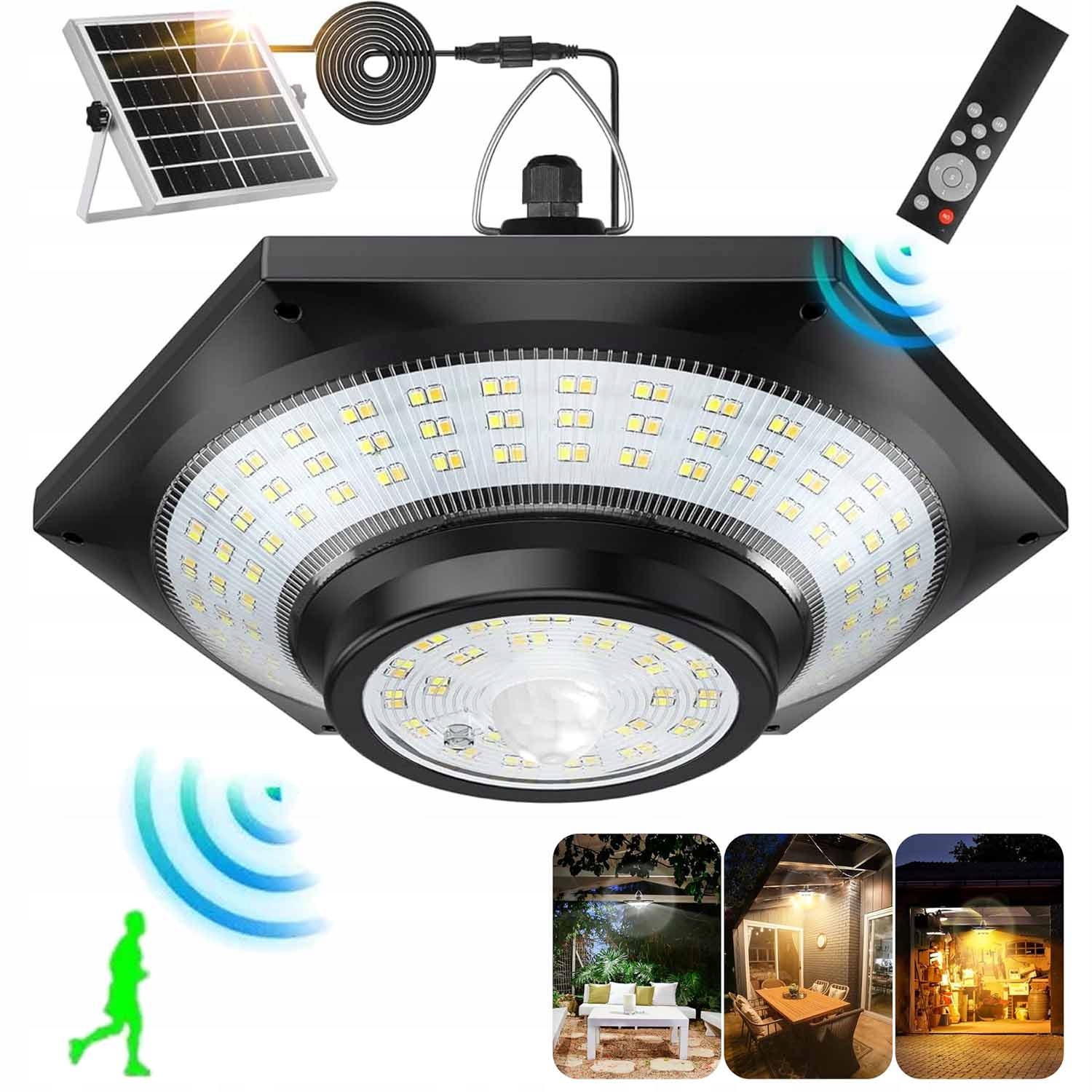 Sada Závěsný Lustr Solární Lampa 228 Led S Pohybovým Senzorem Dálkové Ovládání