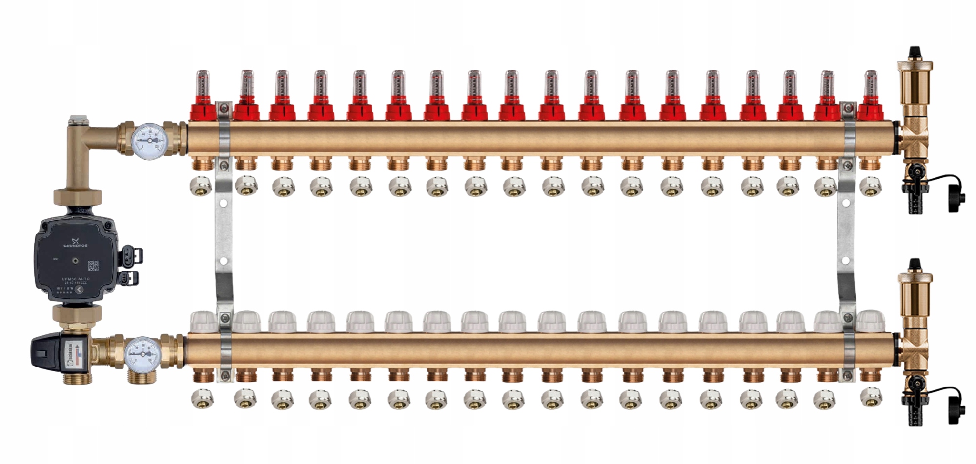 Mosazný Rozdělovač Podlahovky 18 Čerpací Skupina Grundfos Pex Spojky
