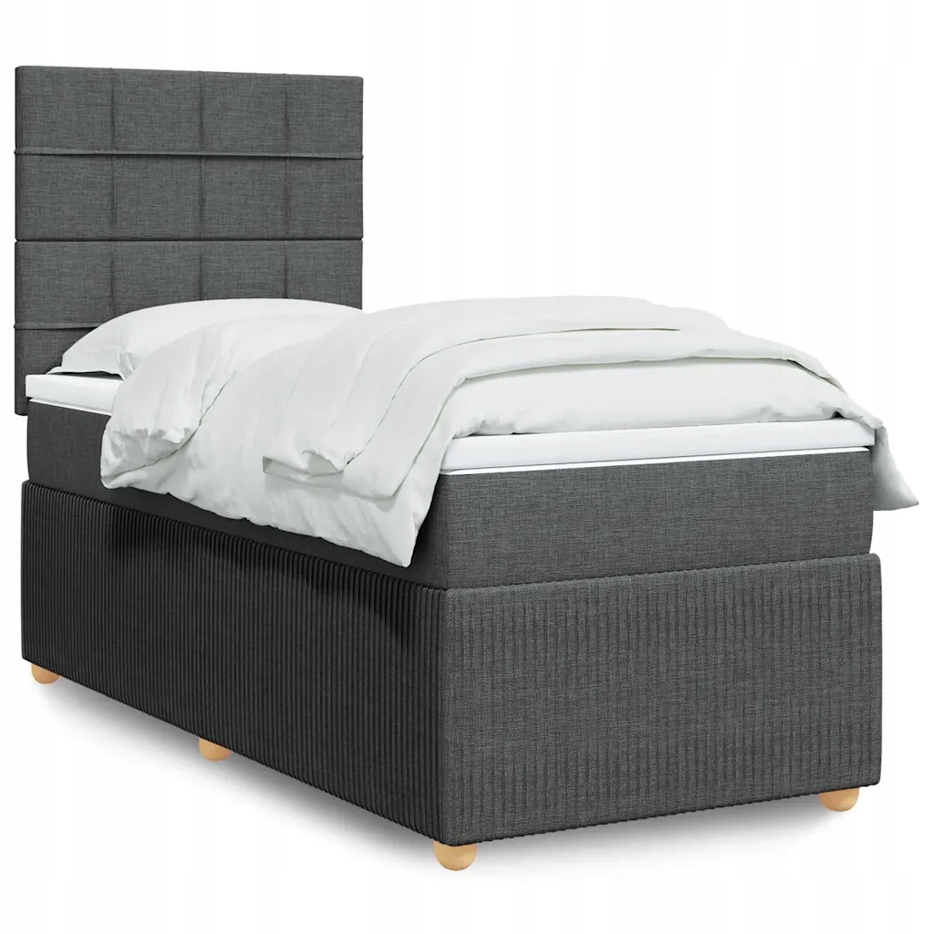 vidaXL Box spring postel s matrací tmavě šedá 100 x 200 cm textil