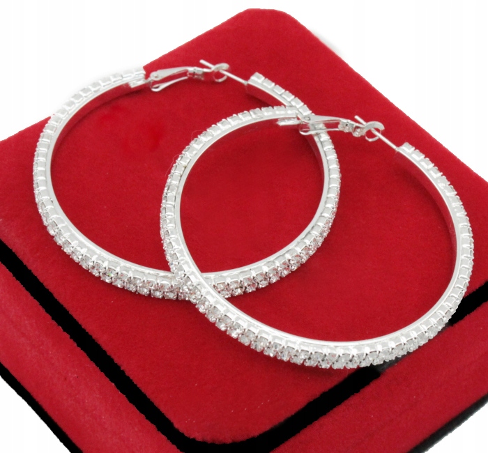 

Kolczyki Srebrne Koła Double 6 cm Szklane Cyrkonie