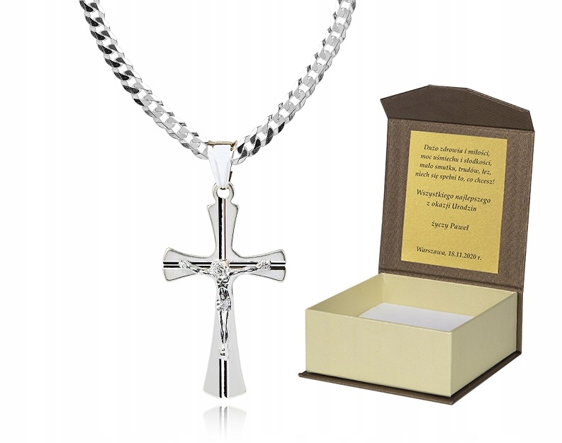 925 Stříbrný řetízek s křížkem Dedikace 60 cm LK35