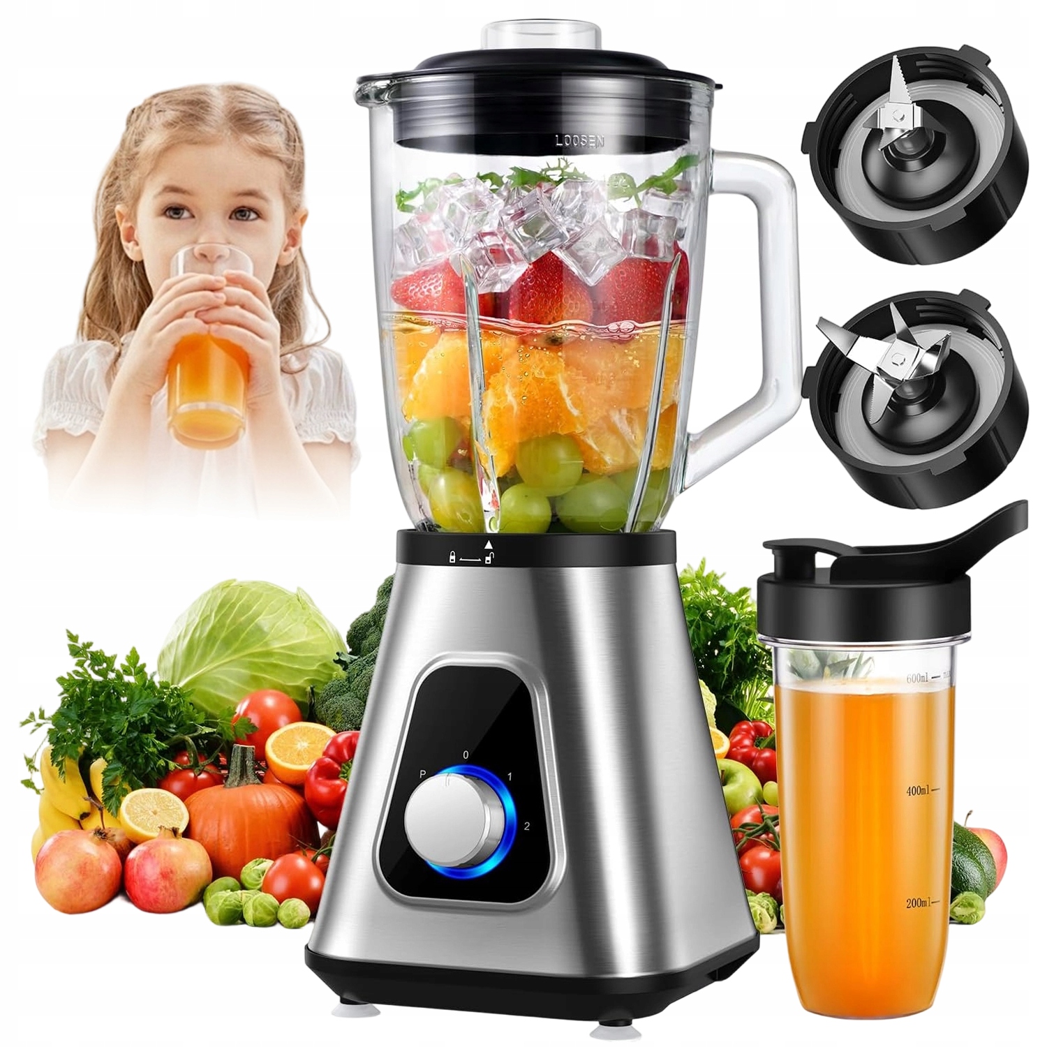 Stolní Mixér Na Smoothie A Koktejly 1300 W Mixuje Drť Ledu Lahve