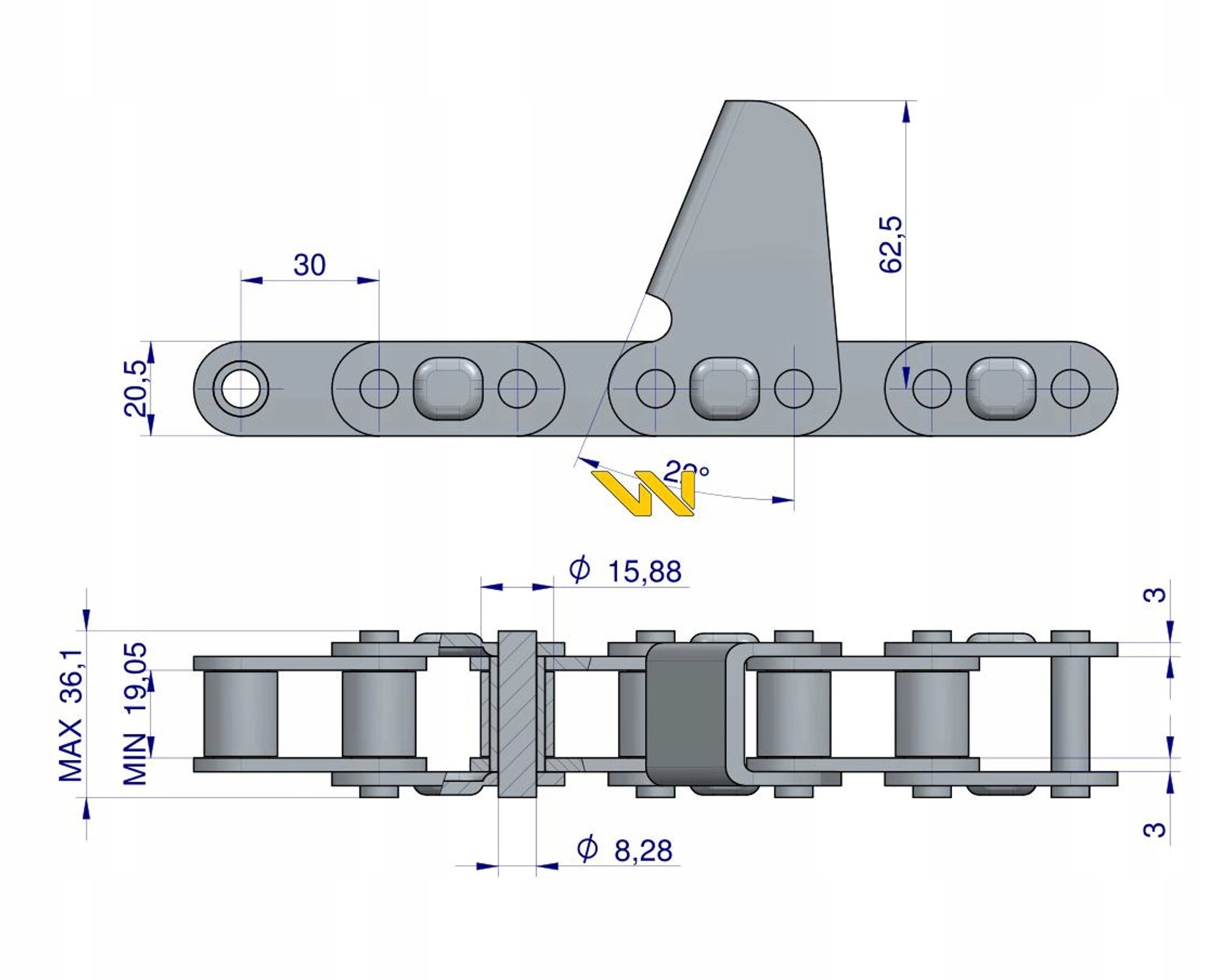 Řetěz otrhávače kukuřičných baněk 76 článků CA627