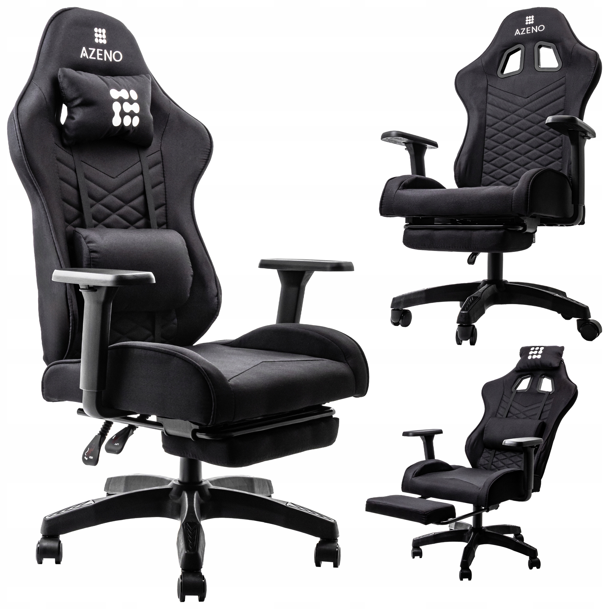 FOTEL GAMINGOWY OBROTOWY KRZESŁO GAMINGOWE DO BIURKA OBROTOWE Z PODNÓŻKIEM