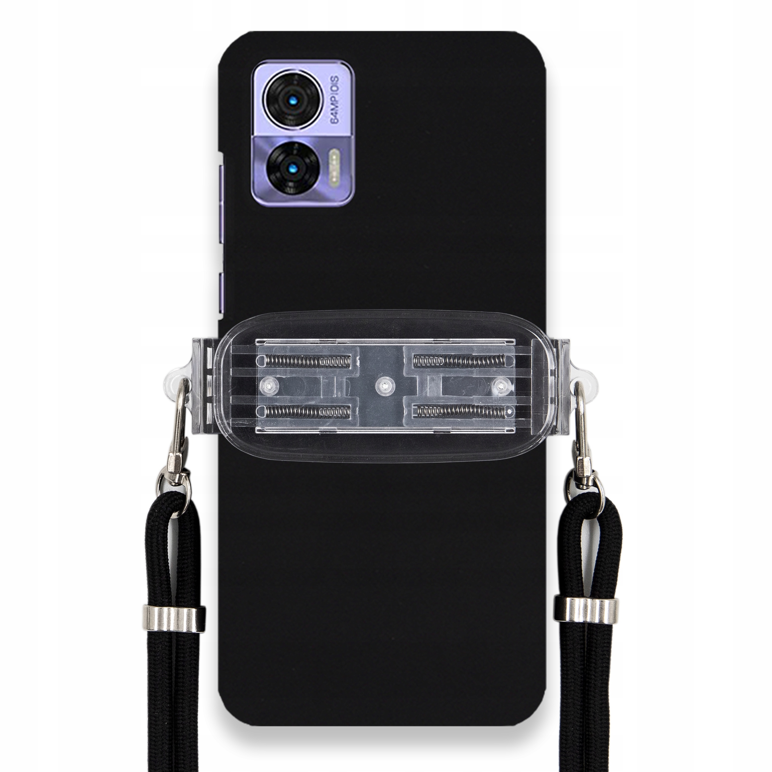 Pouzdro Pro Motorola Edge 30 Lite Smooth Case Univerzální Držák, Černá Šňůrka