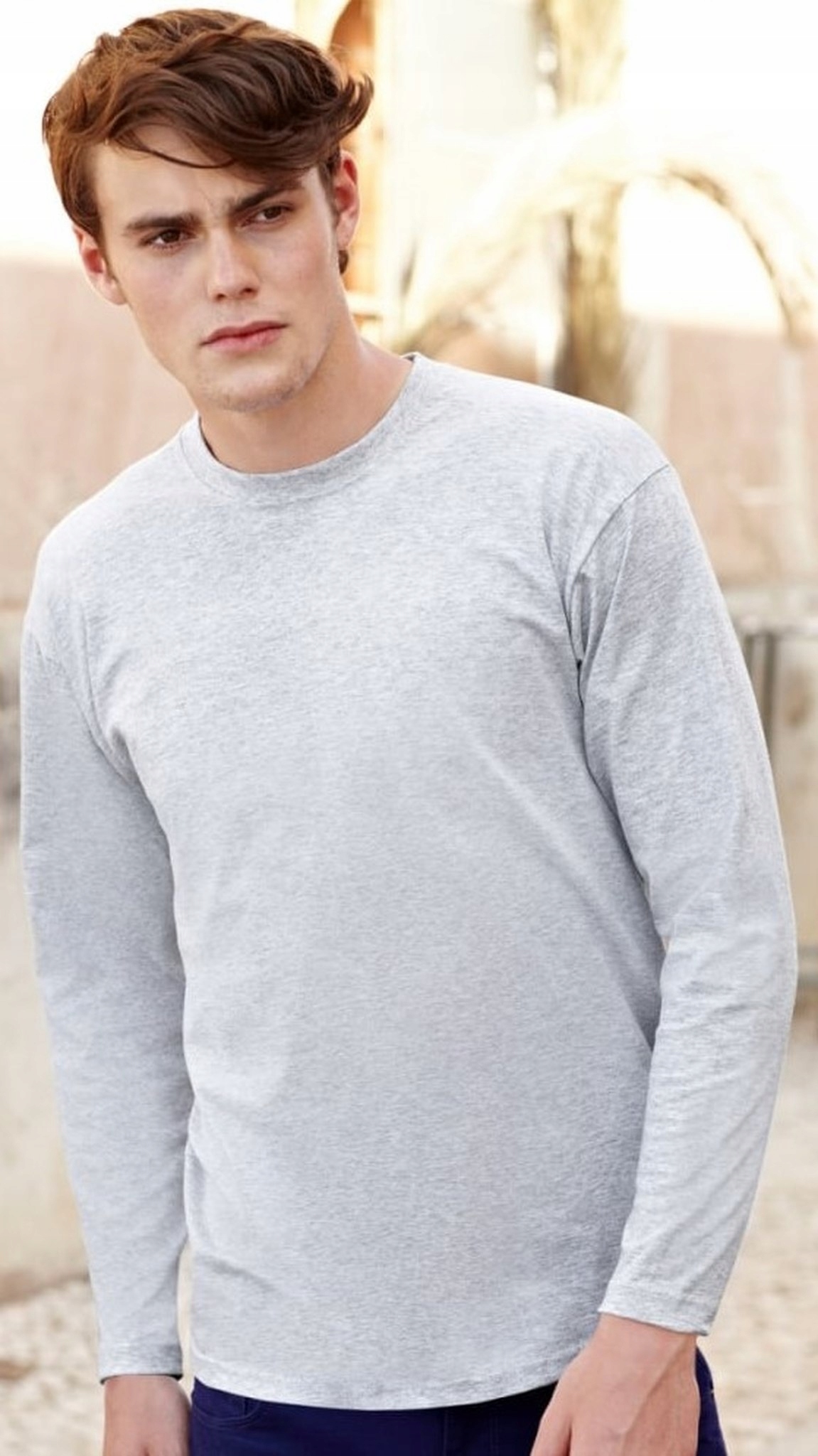 Koszulka Fruit of the Loom długi rękaw Niebies XXL Wzór dominujący bez wzoru