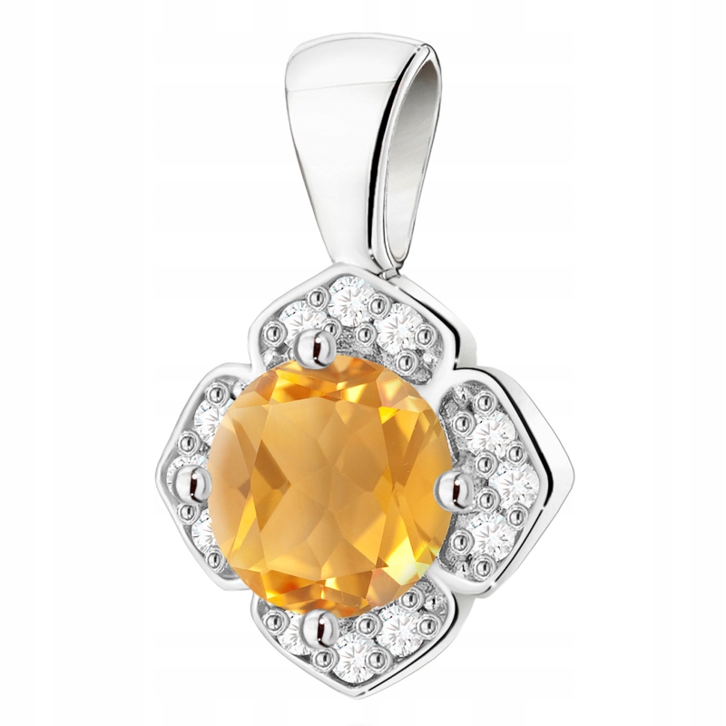 Zlatý Přívěsek Přívěsek pr. 585 Květina Brilianty 0,06 ct a Citron 0,50 ct