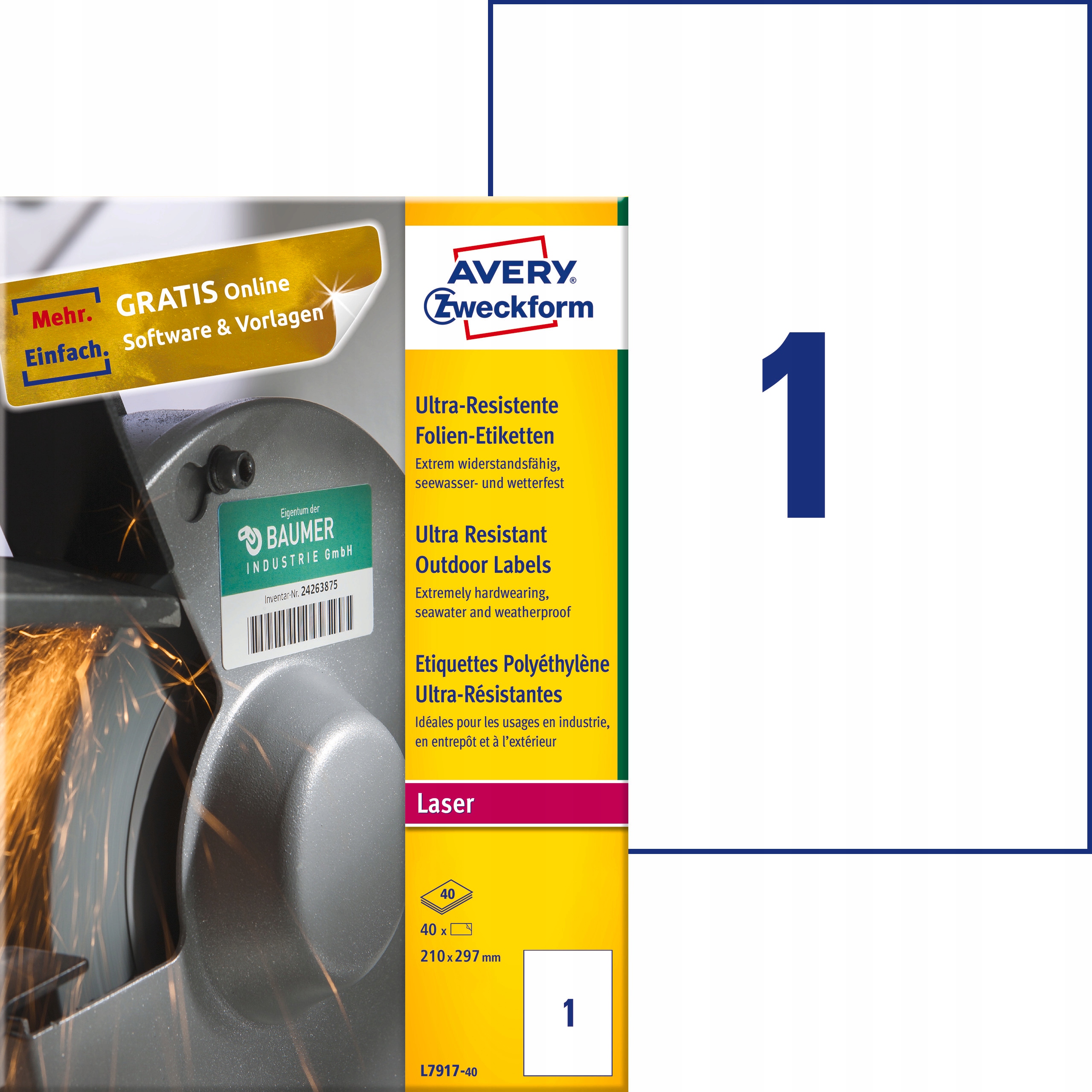 

Etykiety Polietynelowe Avery 210x297mm L7917-40