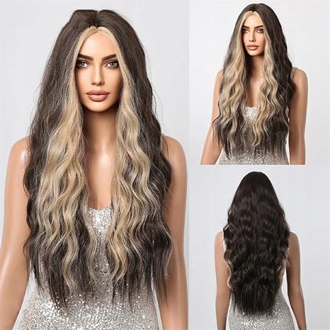 Paruka na dlouhé syntetické vlasy tmavě hnědá Allbell