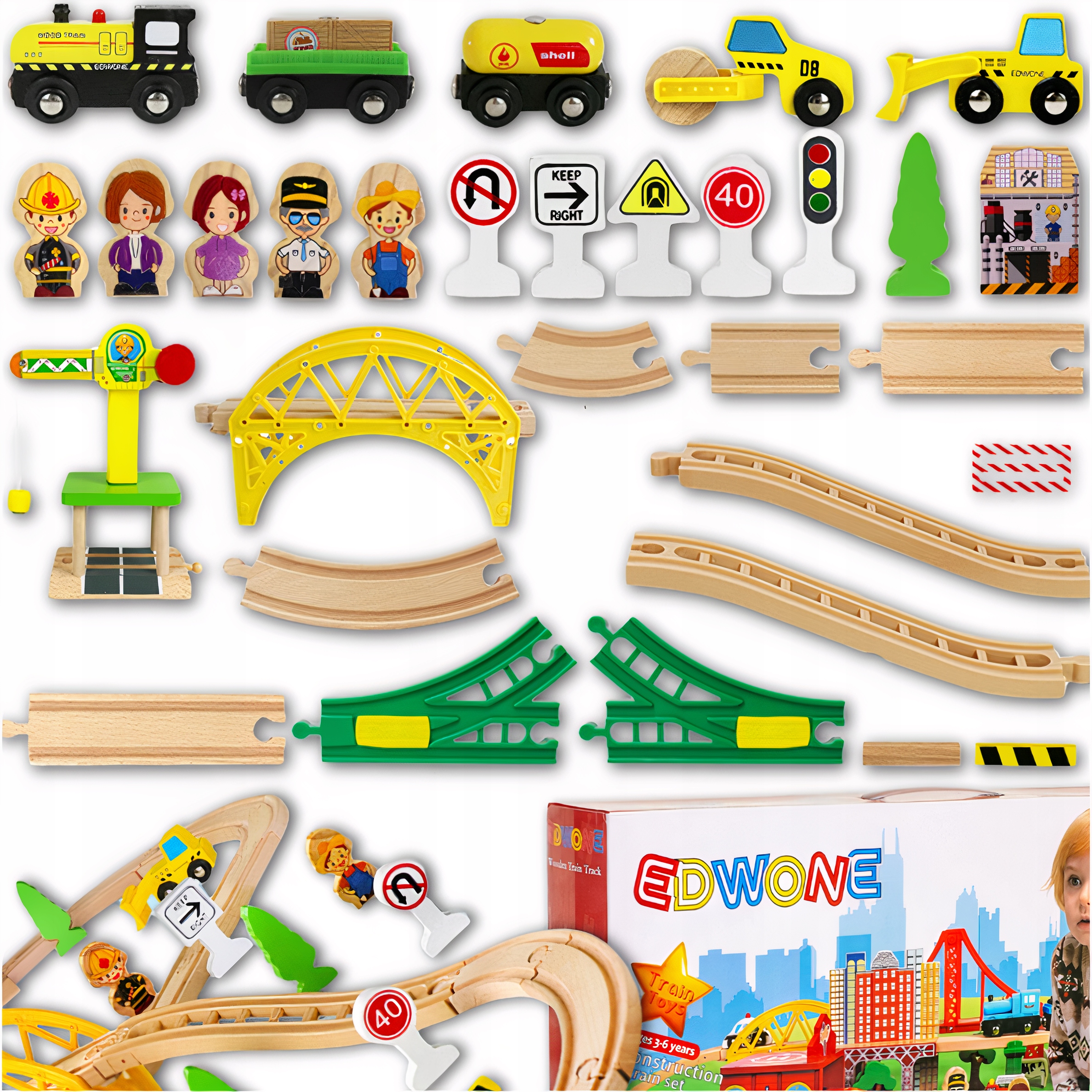 Kolejka Drewniana Pociąg Tor Tory Lokomotywa + Wagony Kod producenta W04C187.FZ