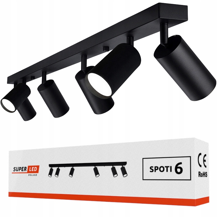 Lampa sufitowa Natynkowa Oprawa halogenowa 6x GU10 Led Szyna Tuba Spot