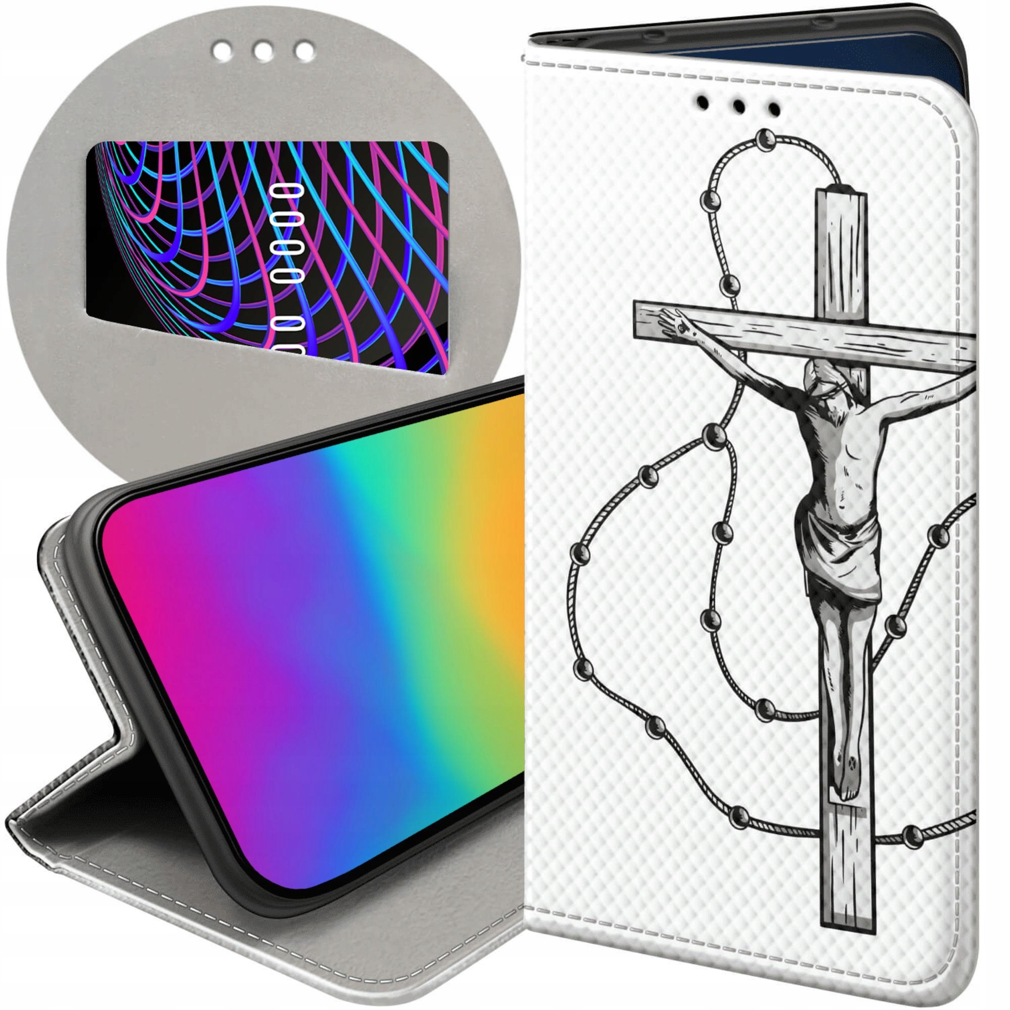 Etui Z Klapką Do Huawei P30 Pro Jezus Krzyż Różaniec Bóg Futerał Case