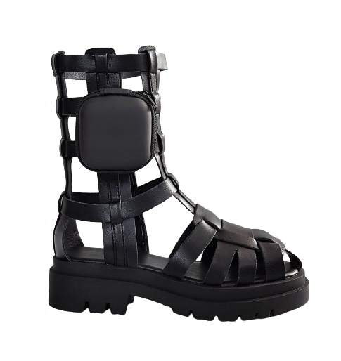 

Czarne Buty Rzymianki Gladiatorki Z Kieszonkami 37