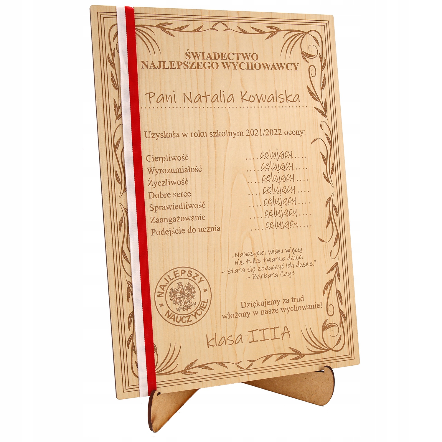 ŚWIADECTWO prezent NAUCZYCIELA podziękowanie ROKU Kod producenta SWIADECTWO