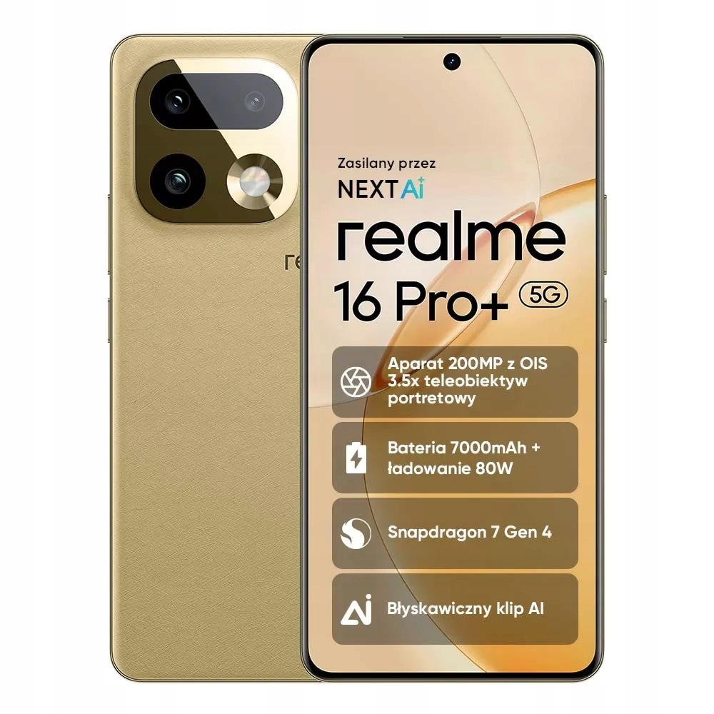 Smartphone realme 16 Pro+ 5G 12 Gb 512 Gb Amoled Ois Zlatý Master Gold