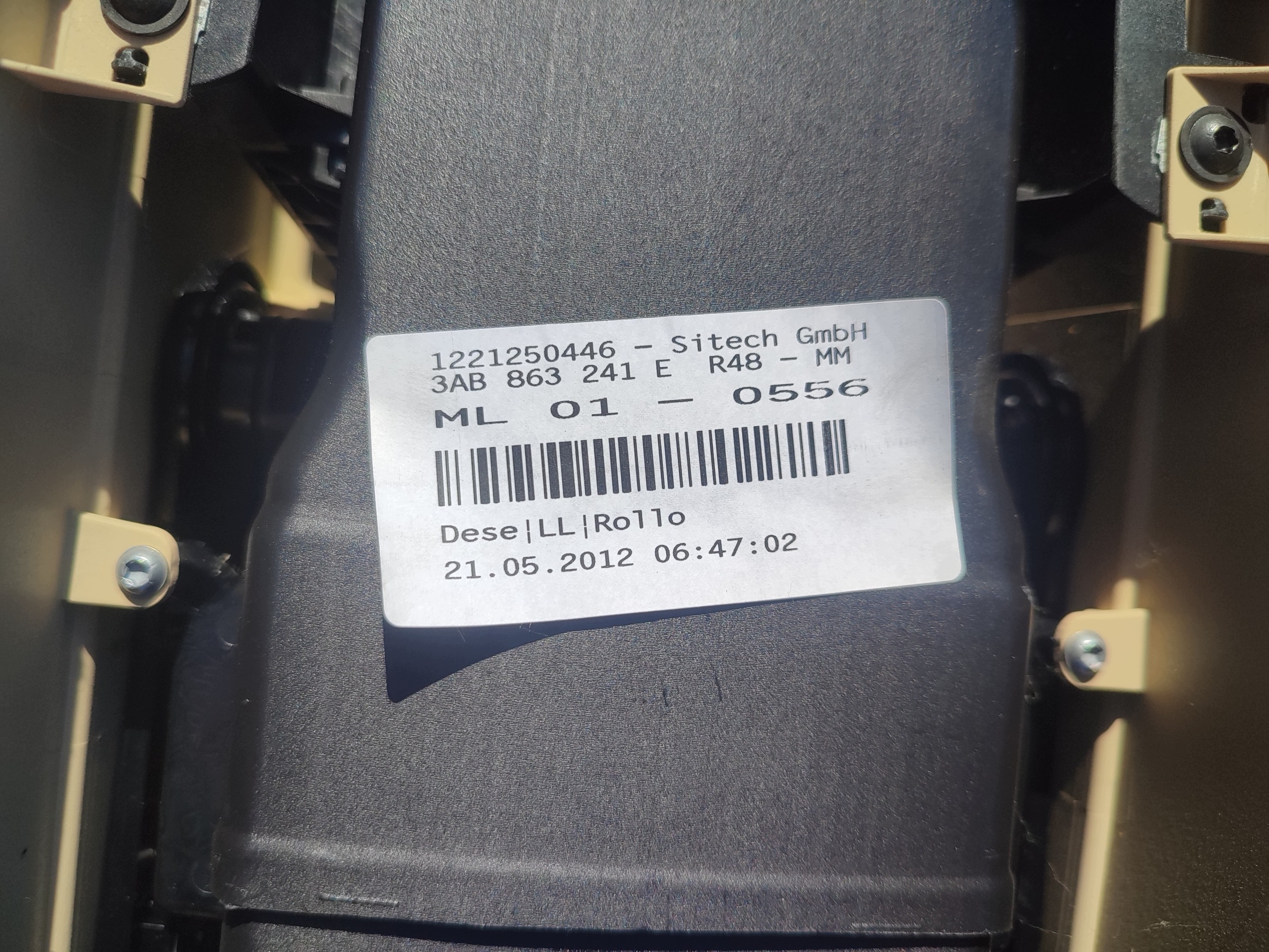 TUNEL central armrest VW PASSAT B7 3AB863241E