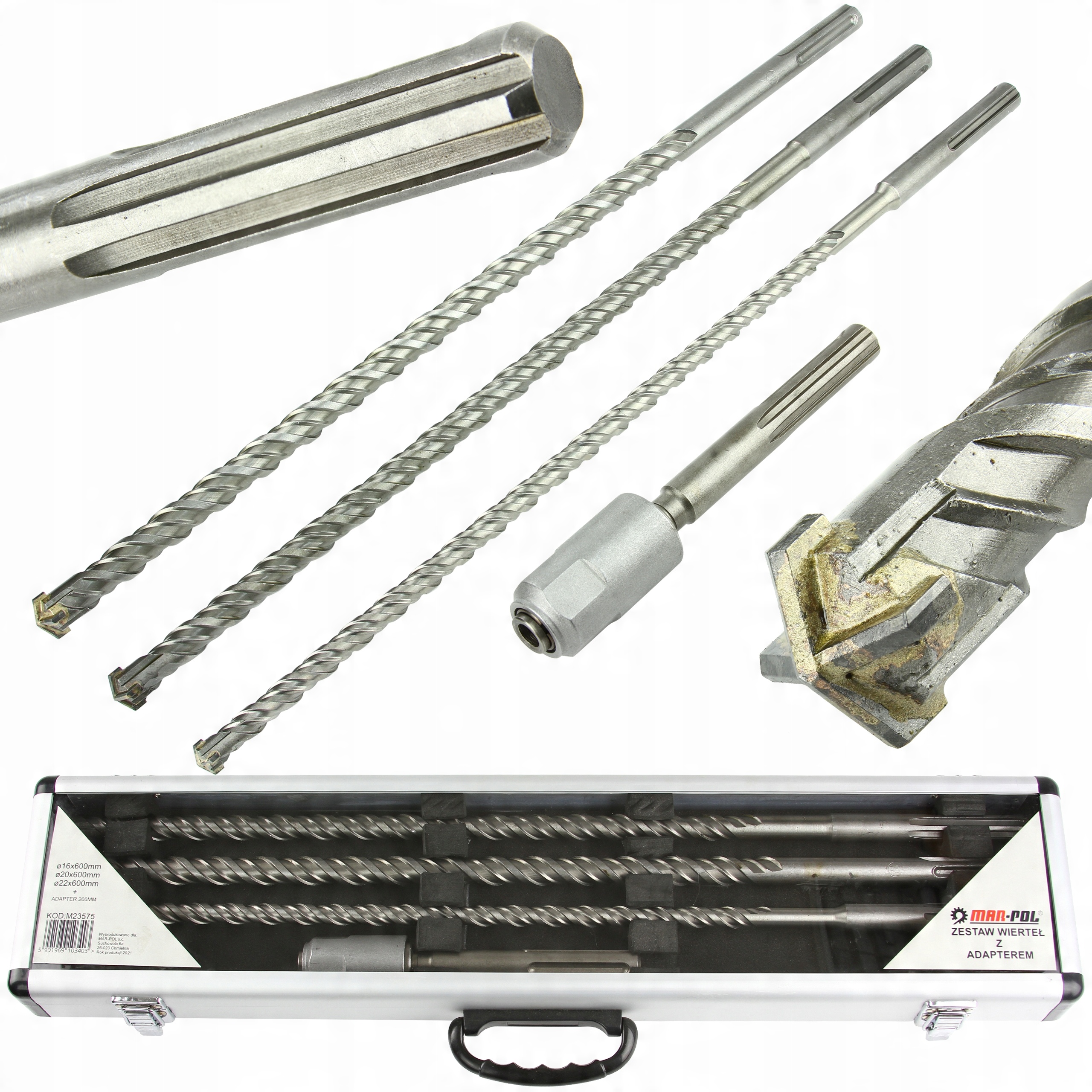 

3 Wiertła Adapter Sds Max Sds+ Zestaw Wierteł