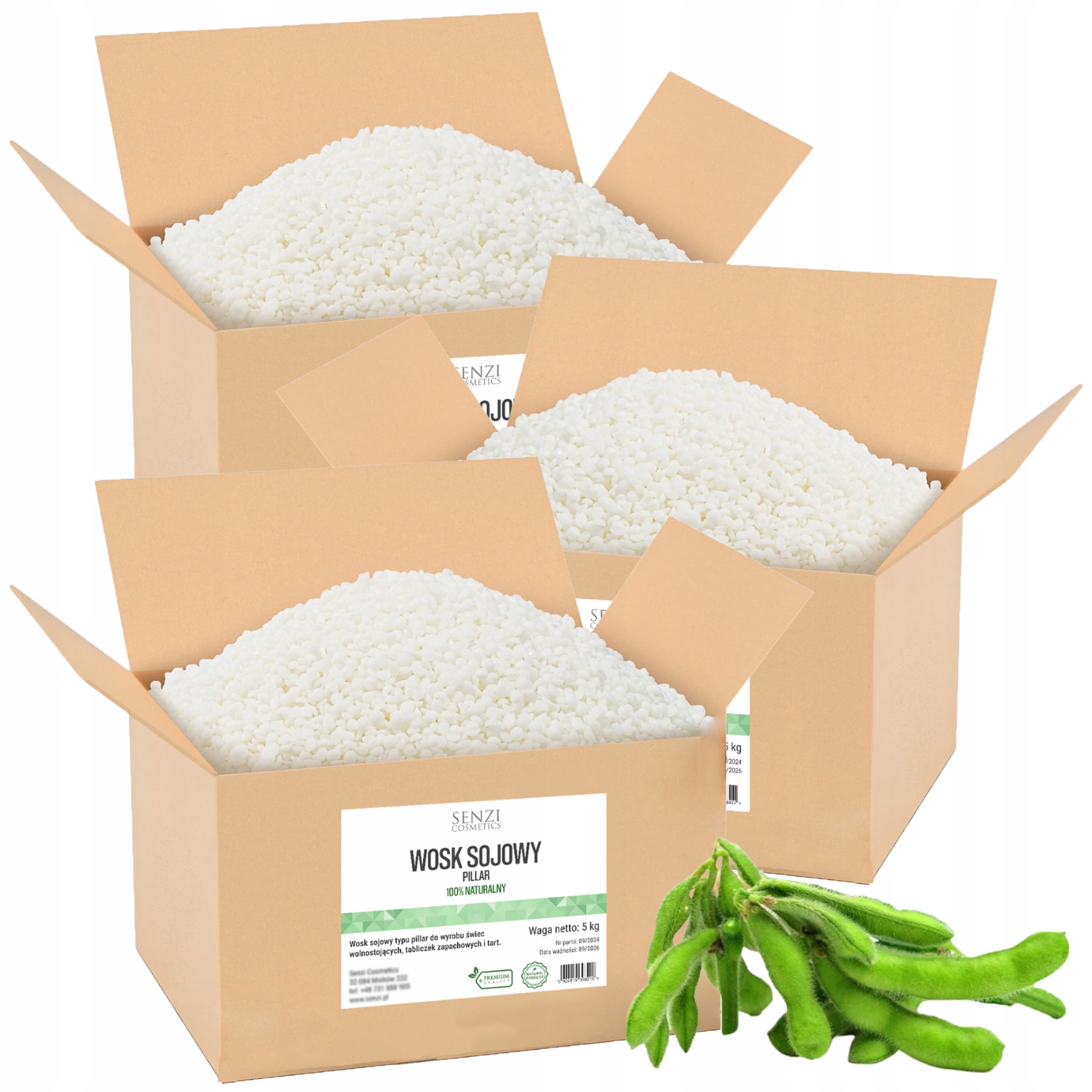 Vosk Sojový Pillar pro volně stojící svíčky Premium Pastilky 3x5 kg