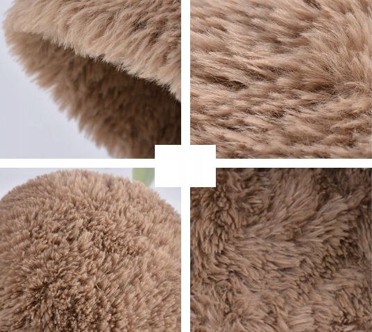 KAPELUSZ DAMSKI ZIMOWY BUCKET HAT OCIEPLANY PLUSZOWY Kolor czarny