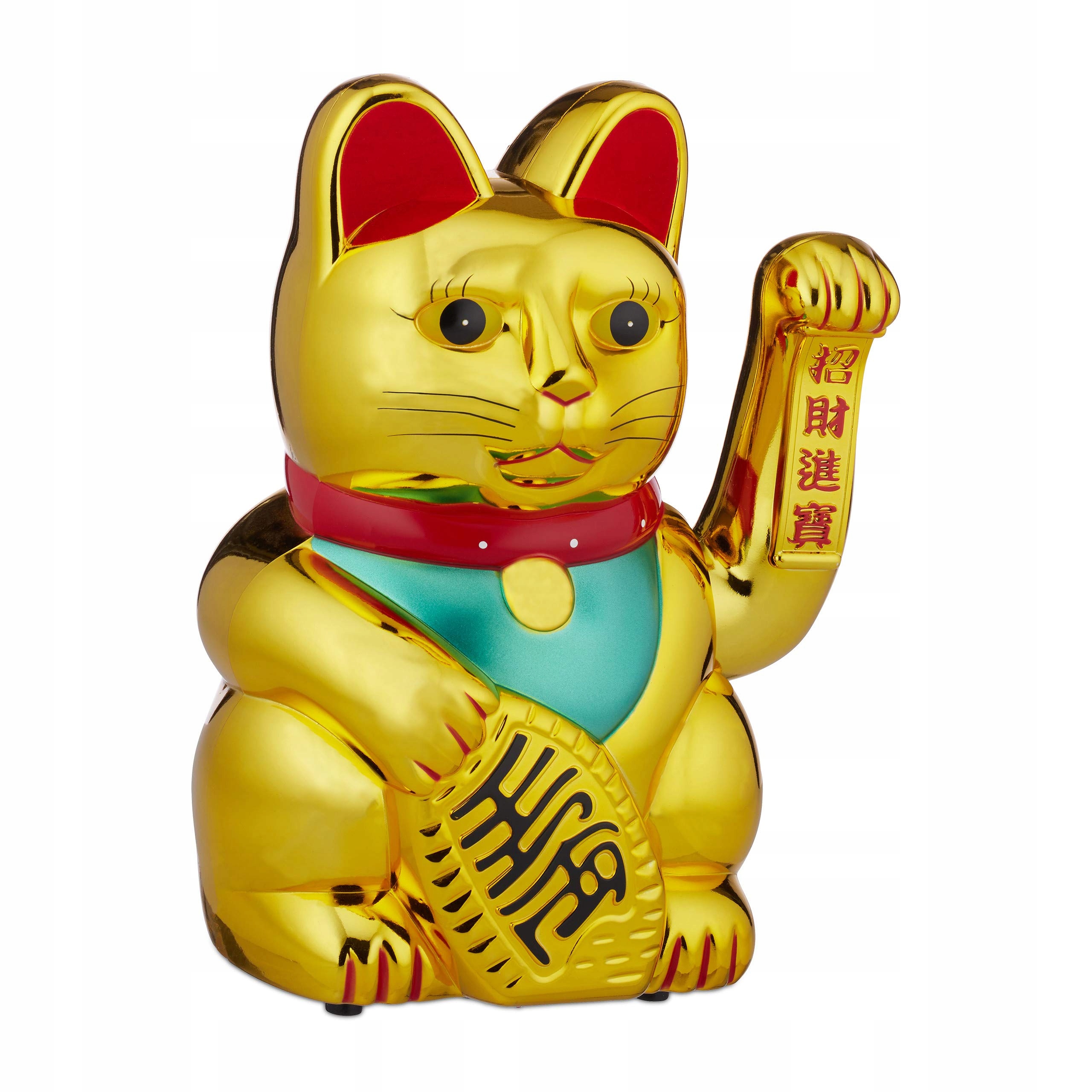 Relaxdays Mávajúca mačka XXL Maneki Neko, 48 cm, zlatá