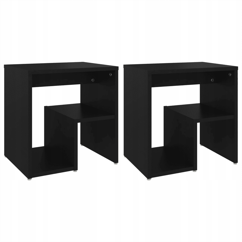 Noční stolek s policí, černý, 40 x 30 x 40 cm, materiál na bázi dřeva