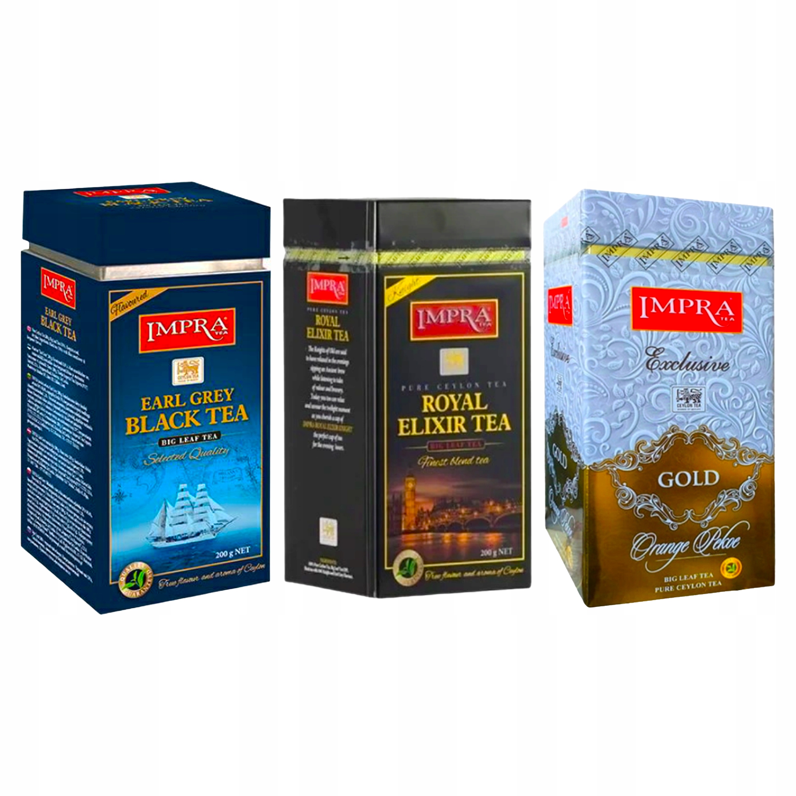 Zestaw 3 herbat liściastych Czarnych Impra w Puszce 600 g