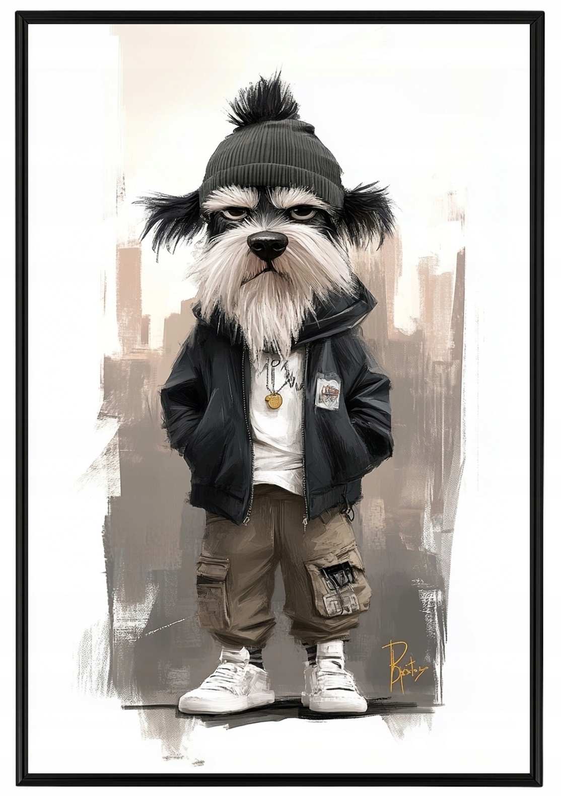 Plakát Rámeček Rámem Pes Hip-hop Ulice Městský Gangster 40x60