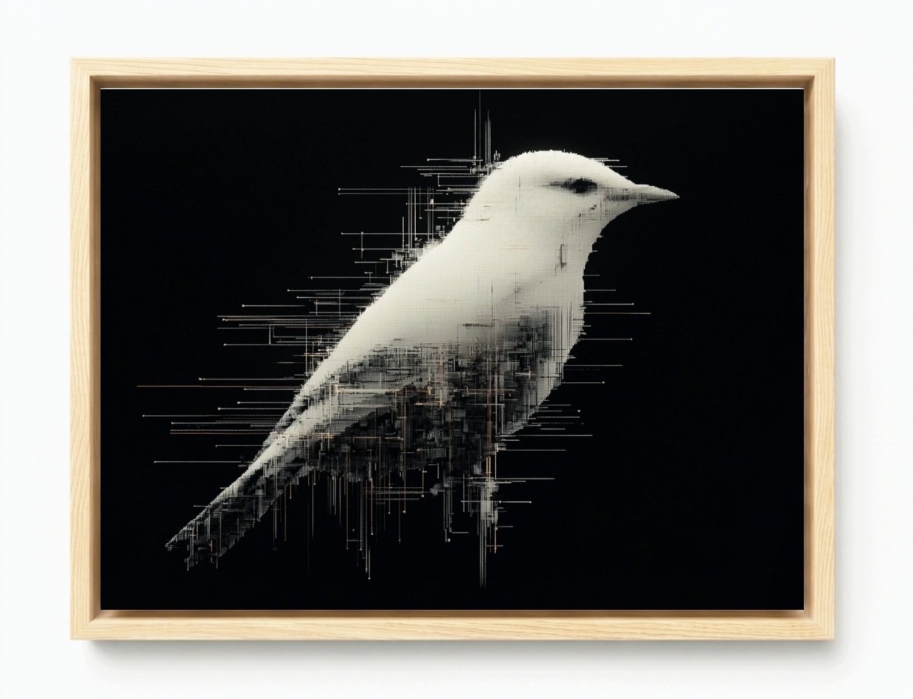 Obraz Rama American Box Grafika Digital Pixel Glitch Art Ptak B&w 80x60