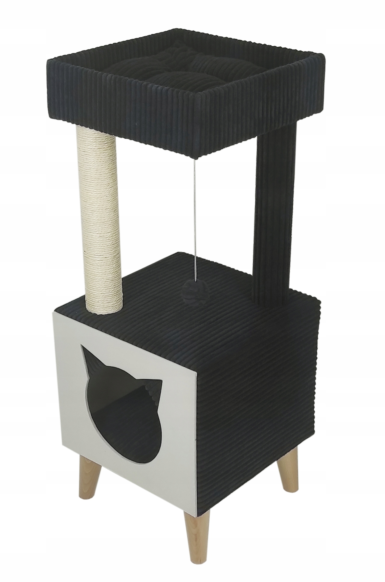 Levně Škrabadlo Velké Pro Kočky Pelíšek Domeček Velur Sisal