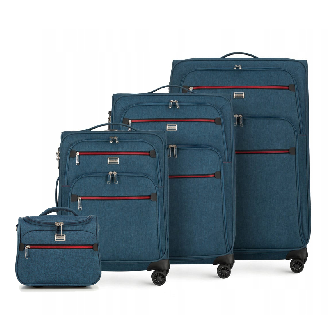 KOMPLET WALIZEK MATERIAŁOWYCH Z KOSMETYCZKĄ WITTCHEN 56-3S-50K-91 MORSKI