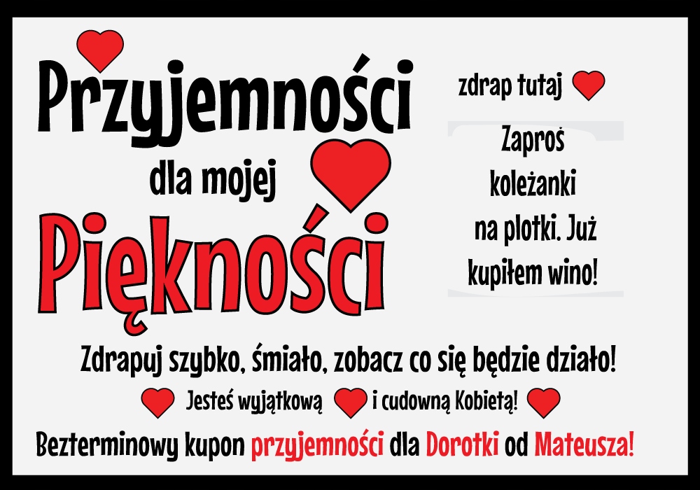 

kupon Zdrapka dla niej Dzień Kobiet