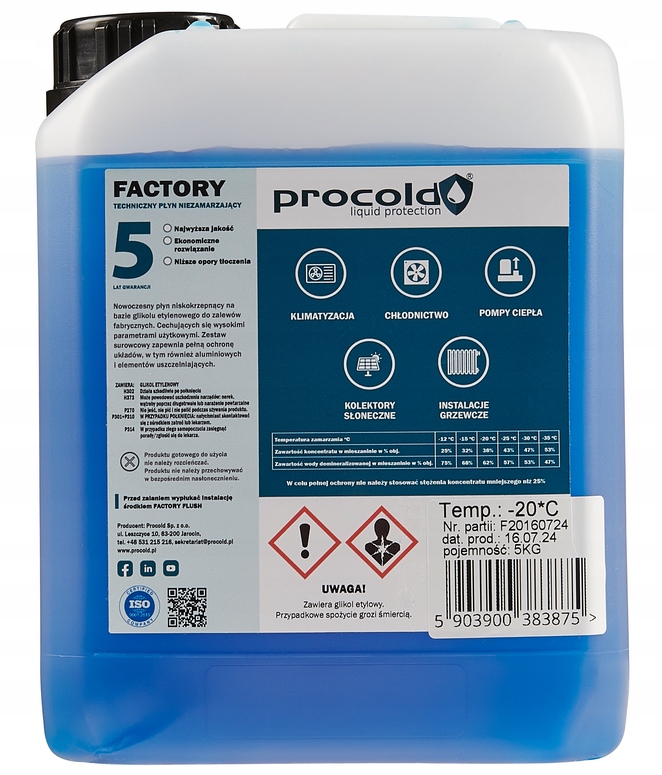Tekutina Pro Topnou Instalaci -20° 5KG 4.78 l Procold