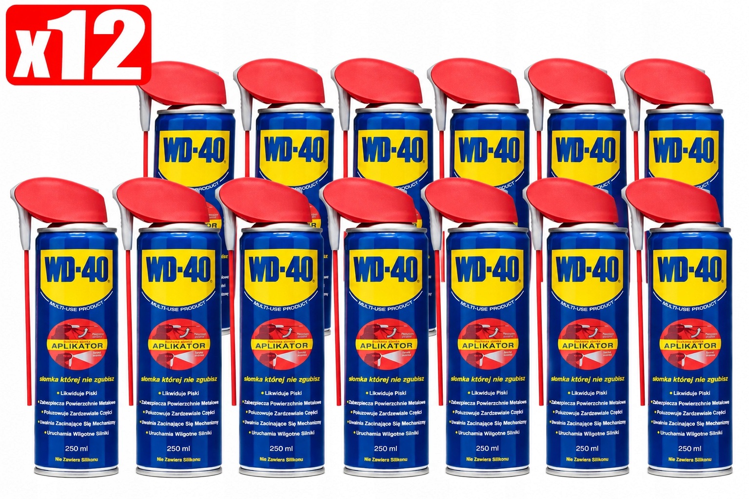Zestaw 12x Preparat Wielofunkcyjny Do Smarowania WD-40 250ML Z Aplikatorem